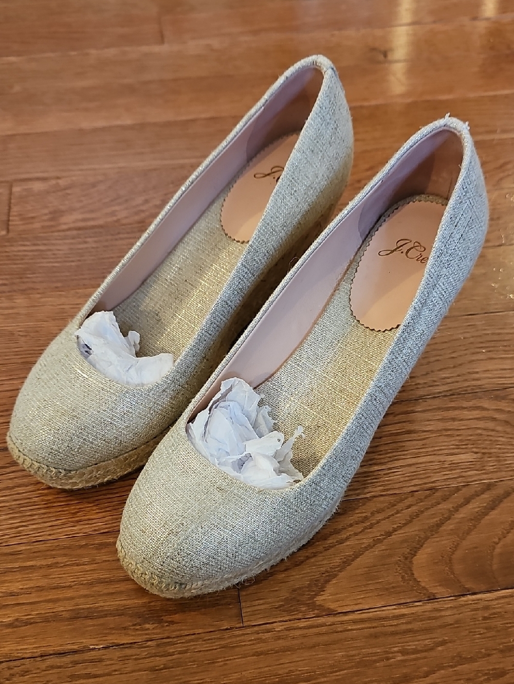 J. Crew Beige Woven Espadrille Wedges
